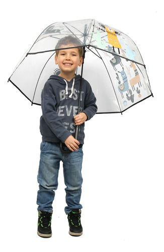 Paraguas Automático Transparente Niño Niña Infantil Llamitas