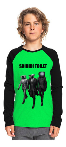Polera Raglan Diseño Skibidi Toilet Estampado Dtf Cod 001