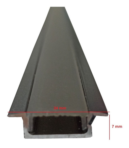 Perfil Led Embutir Mini Slim Preto C/ Difusor Fumê 4 Metros