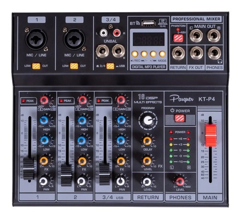 Consola Mixer Parquer 4 Canal Phanton Power Bluetooth  Ktp4