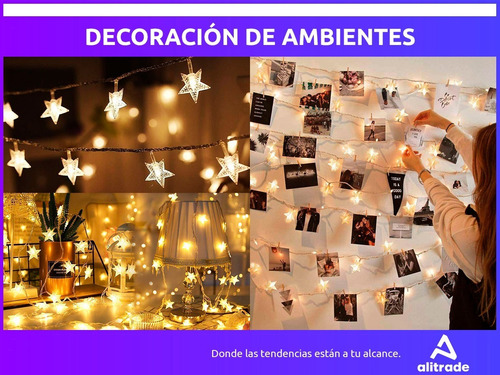 Imagen 3 de 10 de Luces Guirnalda Led 6.5 Mts Para Interior/exterior Estrella