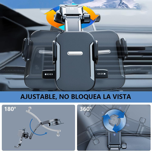 Soporte De Celular Para Coche Auto Retractil Ajustable Con Ventosa Y Espacio Para Cables Agarre De Pinza