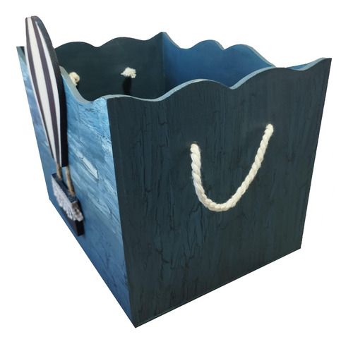 Caja Infantil Para Bebé, Niño O Niña Azul Marino Craquelado