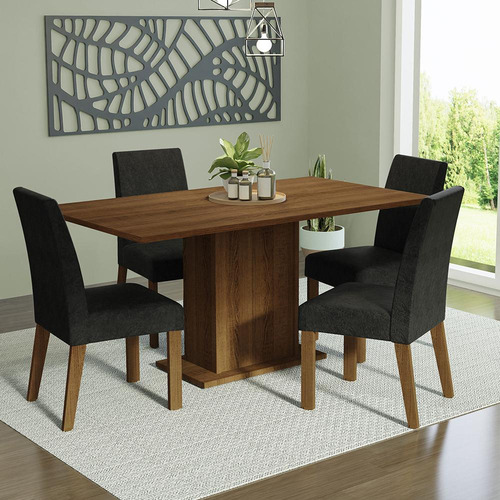 Juego De Comedor Con Mesa Y 4 Sillas Madesa Oxford Keila Mn2 Color Marron/Oxford Diseño de la tela de las sillas Liso