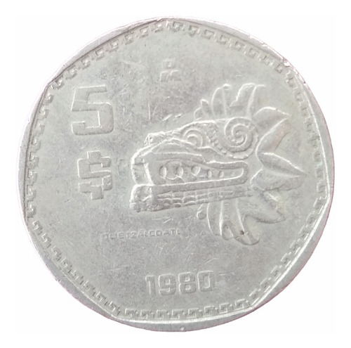 Moneda 5 Pesos Quetzalcóatl 1980 Coleccionable