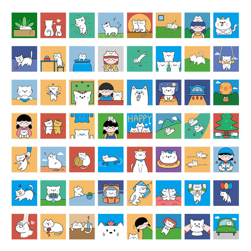 Pegatinas De Dibujos Animados De Gato Kawaii Para Niños Y Ni