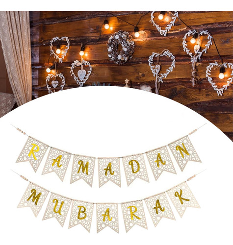 Ramadan Banner Pull Flag Decoraciones Musulmanas Props Oro