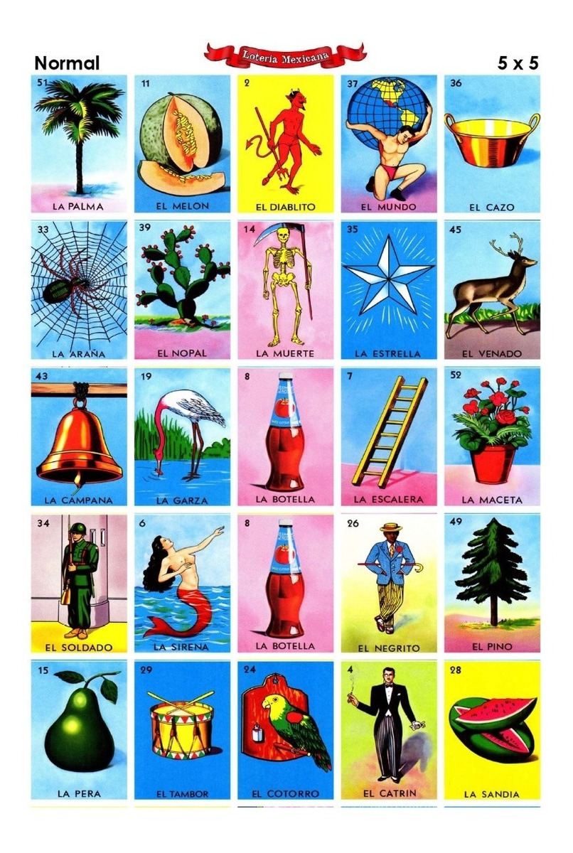 Lotería Mexicana 5x5 Dobles Al Centro 100 Cartas Pdf Mercado Libre