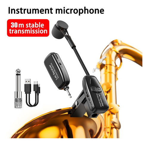 Microfone Transmissor Receptor Saxofone Sem Fio 2,4 G