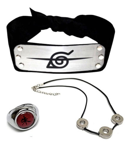 Imagen 2 de 8 de Cosplay Itachi Naruto Anillo + Banda + Collar 3 Círculos