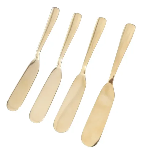 Kit Espátula Aço Inox 4un Manteiga Geleia Patê 13,56cm Dourado