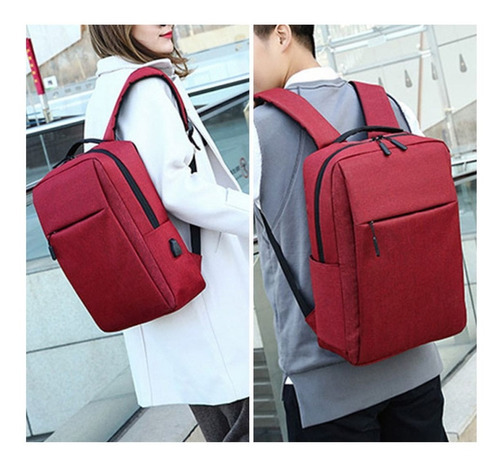 Mochila Masculina Reforçada Casual Trabalho Multifuncional Cor Vermelha