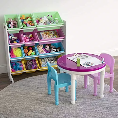 Organizador de juguetes para niños con cajas de almacenamiento Tot Tutors,  Espresso, Plástico, Natural/Primario