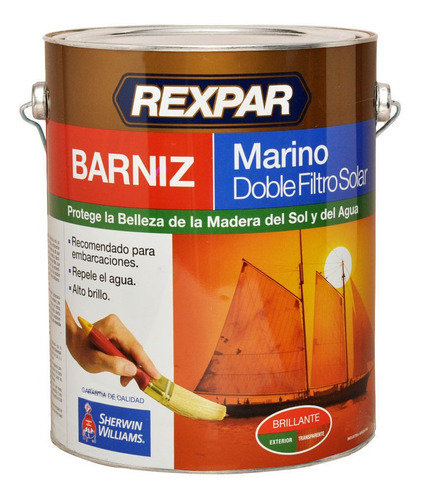 Barniz Marino Rexpar Doble Filtro Solar 20 Lts - Rex Acabado Brillante Color Transparente