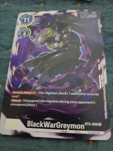 Black Wargreymon Carta Digimon Bandai Original Brillo