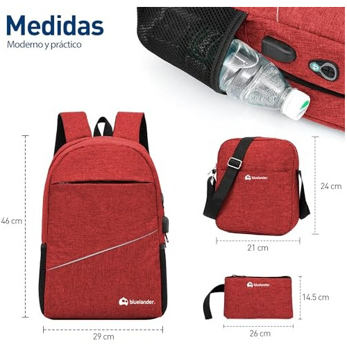 5 Sets Mochila Para Laptop Con Mochila Cruzada Y Lapicera