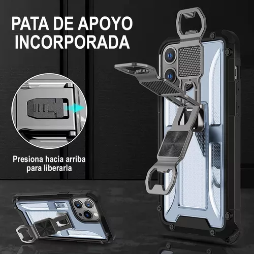 Funda De Uso Rudo Para Iphone 13 Pro Max Color Azul Más Mica 9d