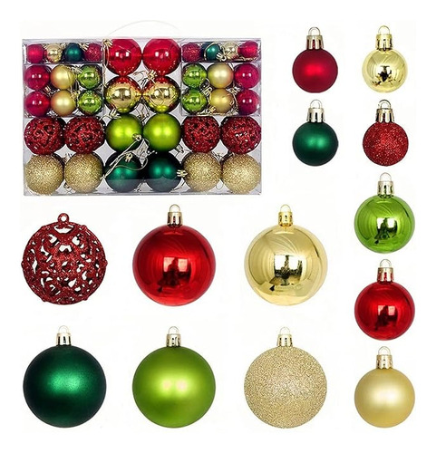 Adornos De Navidad Set De 100 Bolas (rojo, Verde Y Dorado)