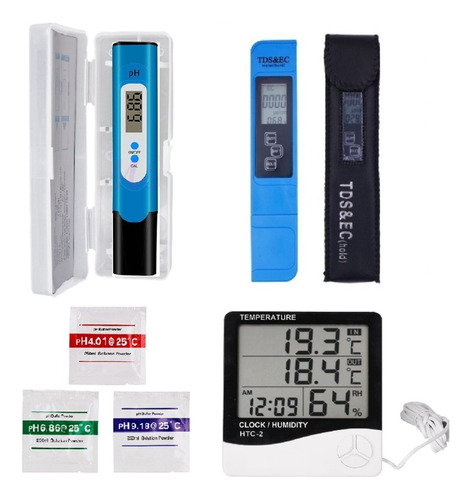 Medidor De Ph + Medidor De Ec + Higrometro Con Sonda