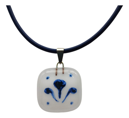 Collar Chico Estilo Talavera Con Lazo De Caucho Color Azul