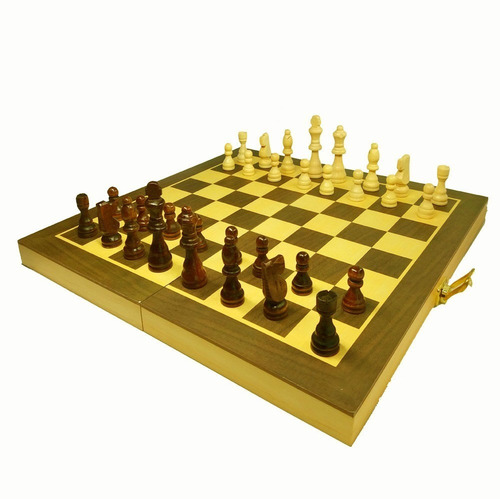 Imagem 4 de 5 de Jogo De Xadrez E Damas Tabuleiro 40x40 Com Peças Em Madeira