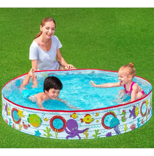Alberca Circular Rígida Infantil Peces Y Pulpos 152 Cm Color Multicolor