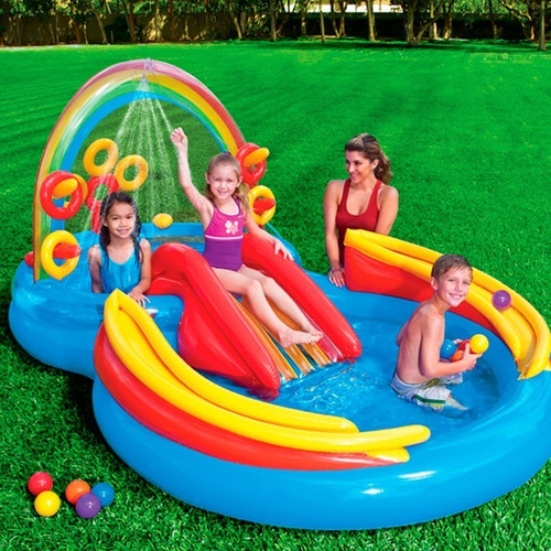 Imagen 4 de 4 de Centro De Juego Inflable Arcoiris Intex 2.97mx 1.93mx 1.35m