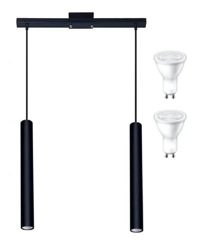 Colgante De Techo Tipo Tubo 35 Cm De 2 Luces Gu10 7w Blanco