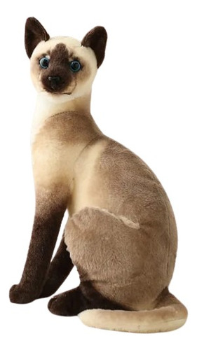 Gato De Peluche Realista Siamés 25cm