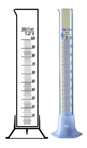 Probeta Graduada Vidrio Clase B Base Plástica 100 Ml (1ml)