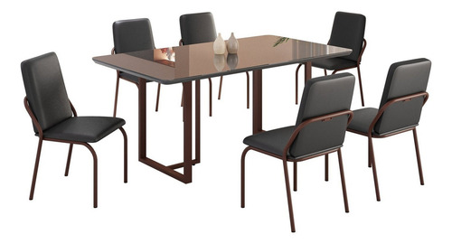 Conjunto Sala De Jantar Mesa 160x90cm Base Lunna Tampo Hd