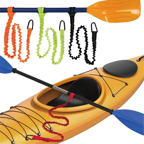 2 Elástico Kayak Paddle Leash Bungee Remos Canoa Naranja