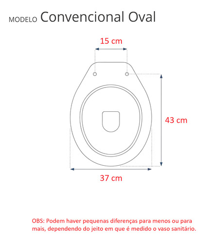 Tampa De Vaso Assento Oval Universal Soft Close Amortecedor