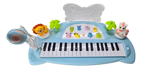 37 Teclas Teclado Musical Con Microfono Infantil Educativo Color Azul