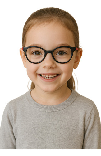 Armação De Óculos Grau Flexível Criança Infantil Com Lente Cor Preto-vermelho