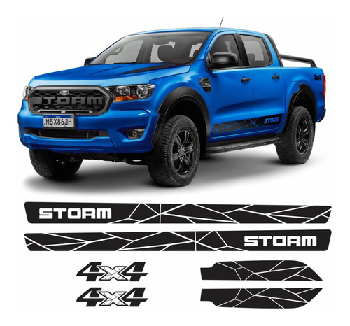 Adesivos Compatível Ranger Storm Faixas Completo 4x4 20 F393 Cor Preto