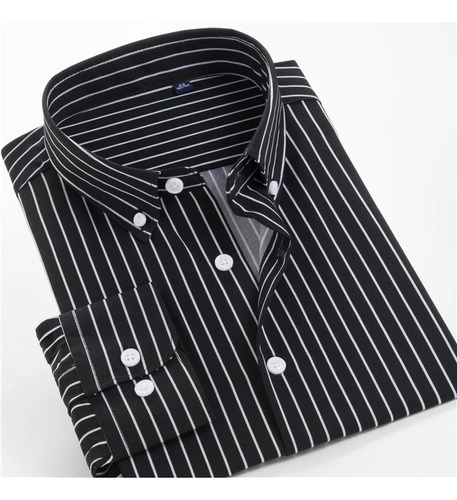 Camisa Casual Para Hombre De Talla Grande A Rayas Para El Tr