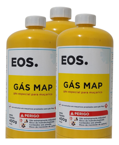 Kit 6 Refil Cilindro Gás Map 400g Para Maçarico Portátil Eos