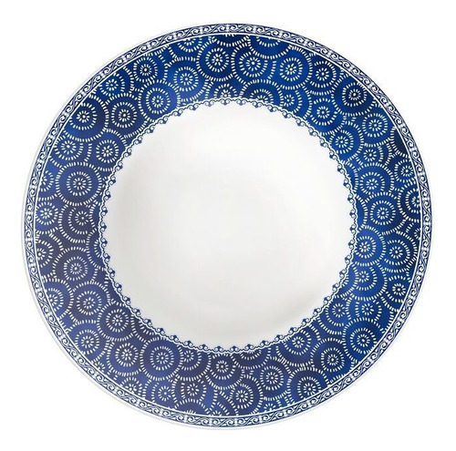 Prato Raso Tramontina Umeko Em Porcelana Decorada 28 Cm Cor Azul