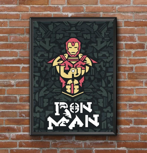 Iron Man Marvel Poster 3 - Cuadro (30 X 40 Marco Negro)