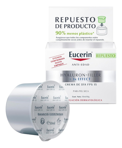 Repuesto Crema Facial De Día Eucerin Hyaluron Filler 50 Ml