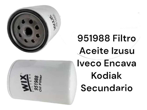 Filtro Aceite Wix Isuzu-iveco-encava Secundario 