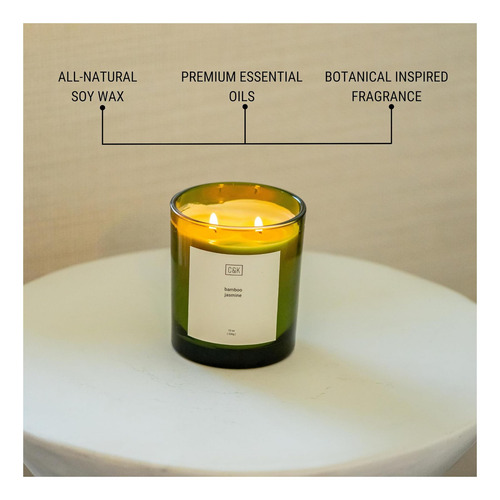 Craft & Kin 12oz Bamboo Jasmine Vela Para El Hogar | Velas |