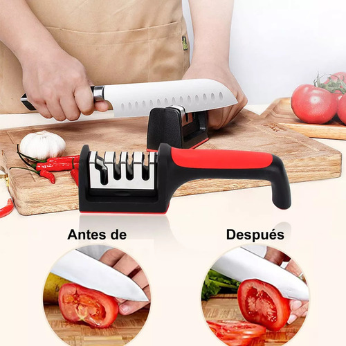 Afilador De Cuchillos 4 Filos Portatil Practico Con Mango