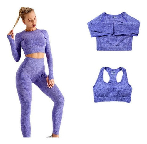 Traje De Yoga De Fitness Deportivo De Tres Piezas