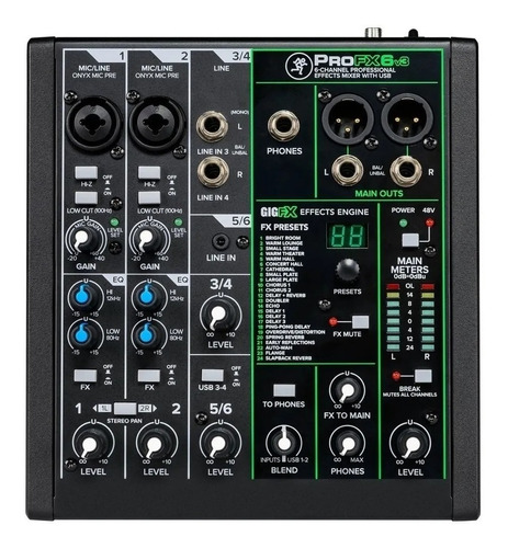 Mixer Consola Mackie Profx6 V3 Usb Efectos 6 Canales