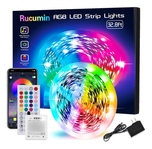 Rucumin Luces Led De 32.8 Pies Para Dormitorio, Cuerda, Sin.