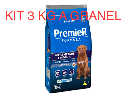 Kit 3 Kg Ração A Granel Premier Formula Adulto Raças Grandes
