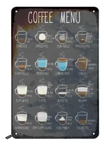 Comprar Tin Sign Coffee Menu, Tipo Café Service Hier, 12 X 8 Pulgada