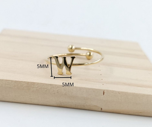 2 Uds De Anillos Con Inicial Acero Inoxidable Vie Or W Ajustable